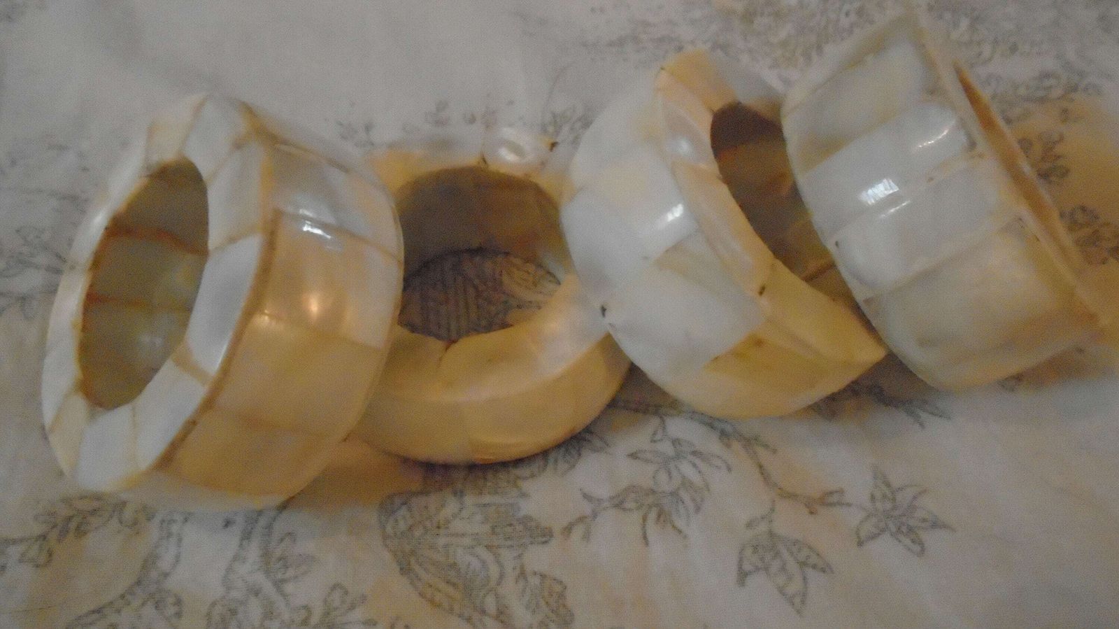 photo furniture 4 Vintage Mother Of Pearl Chunky Napkin Rings, Cream Natural Egg Cups, Vintage Table Deco, Two Sets Available