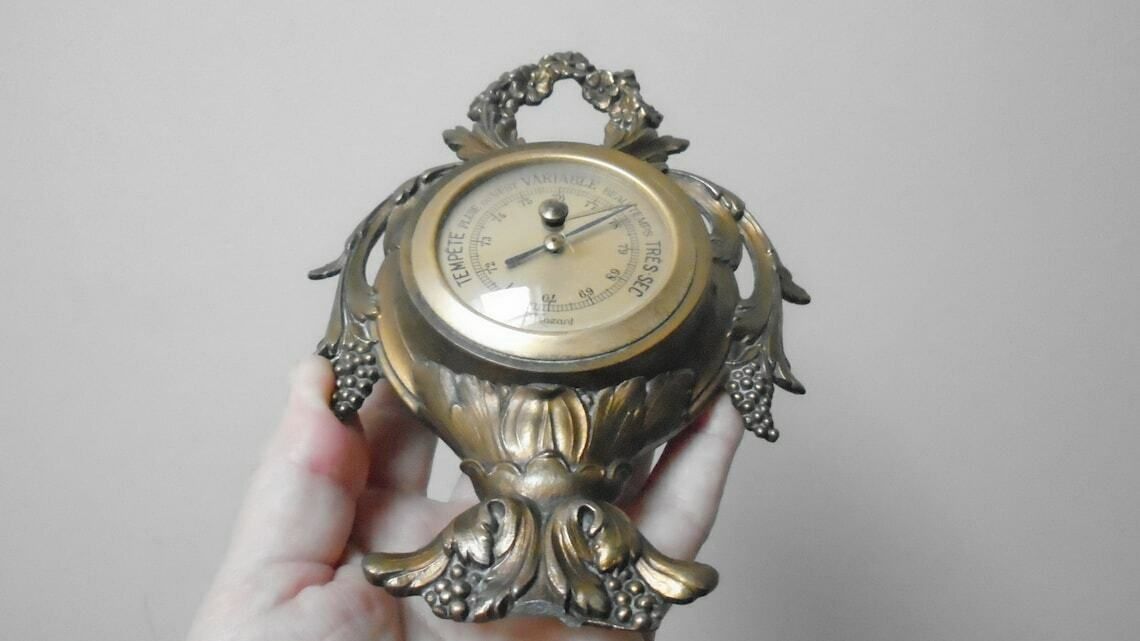 Antique French Maxant, Paris, Bronze Barometer, Hollywood Regency / Rococo Style Temperature Gauge, Art Nouveau Decor, Louis Maxant photo buy