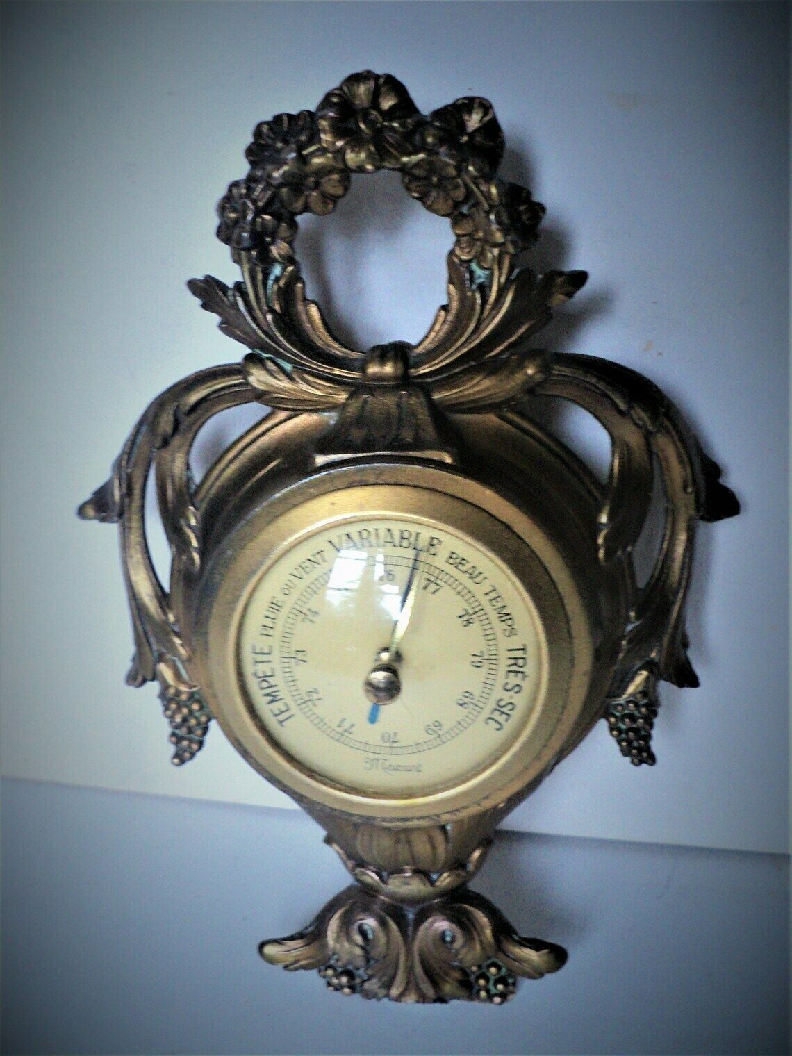 photo furniture Antique French Maxant, Paris, Bronze Barometer, Hollywood Regency / Rococo Style Temperature Gauge, Art Nouveau Decor, Louis Maxant