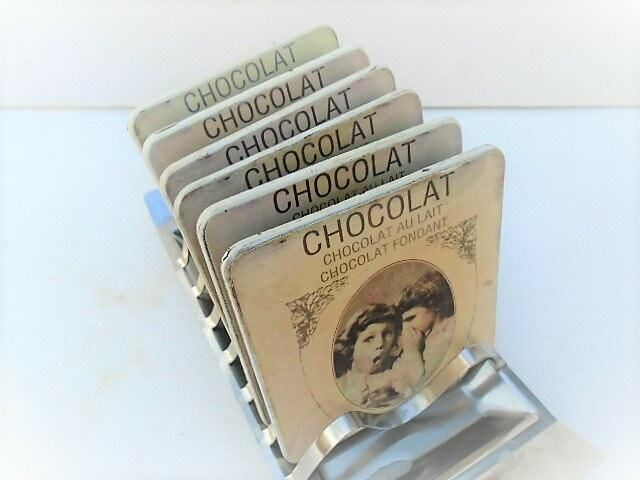 photo for sale Porte-toast vintage français 6 tranches avec plateau ramasse-miettes, porte-lettres rétro années 1950, porte-cartes postales, cadeau de bureau