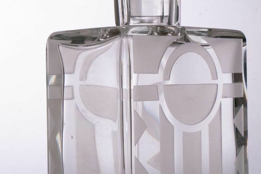 French Art Deco Modernist Silver Collared Decanter By Jean Luce C.1930 photo Home Decor