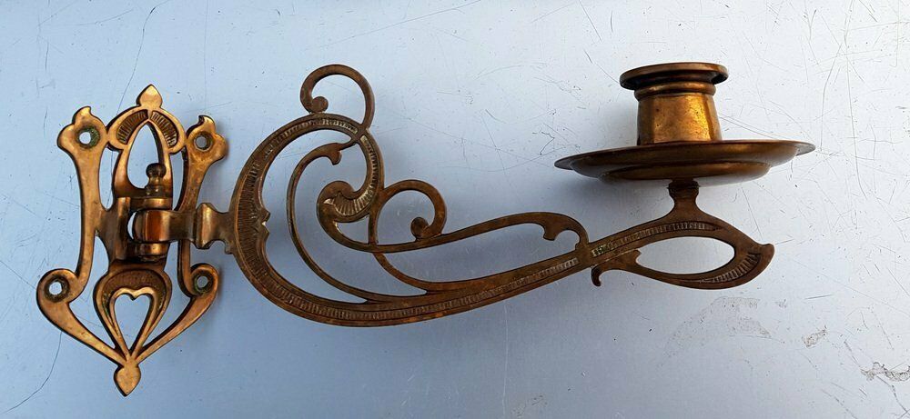 Art Nouveau Brass Wall Candleholders, 1890s, Set Of 2 photo furniture