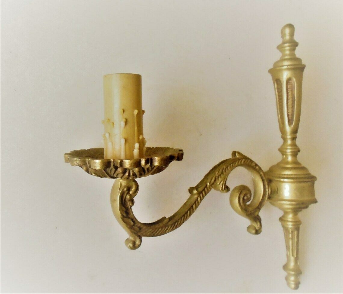 Single Arm Antique French Bronze Wall Candle Sconce, Art Nouveau Candle Holders, Electric Wall Sconce photo furniture