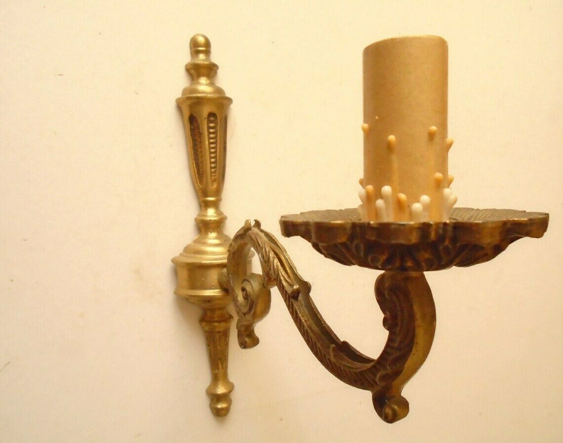 Single Arm Antique French Bronze Wall Candle Sconce, Art Nouveau Candle Holders, Electric Wall Sconce photo 98.0