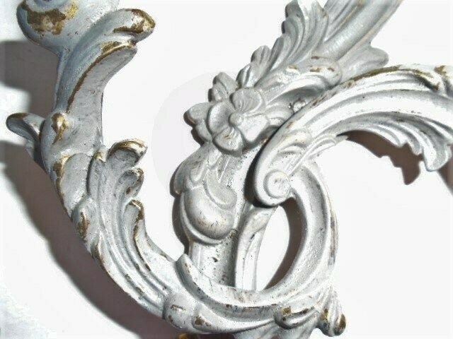 Pair Of Vintage French Art Nouveau Style, Baroque / Rococo, Bronze Wall Lights / Sconces, Shabby Chic Lights