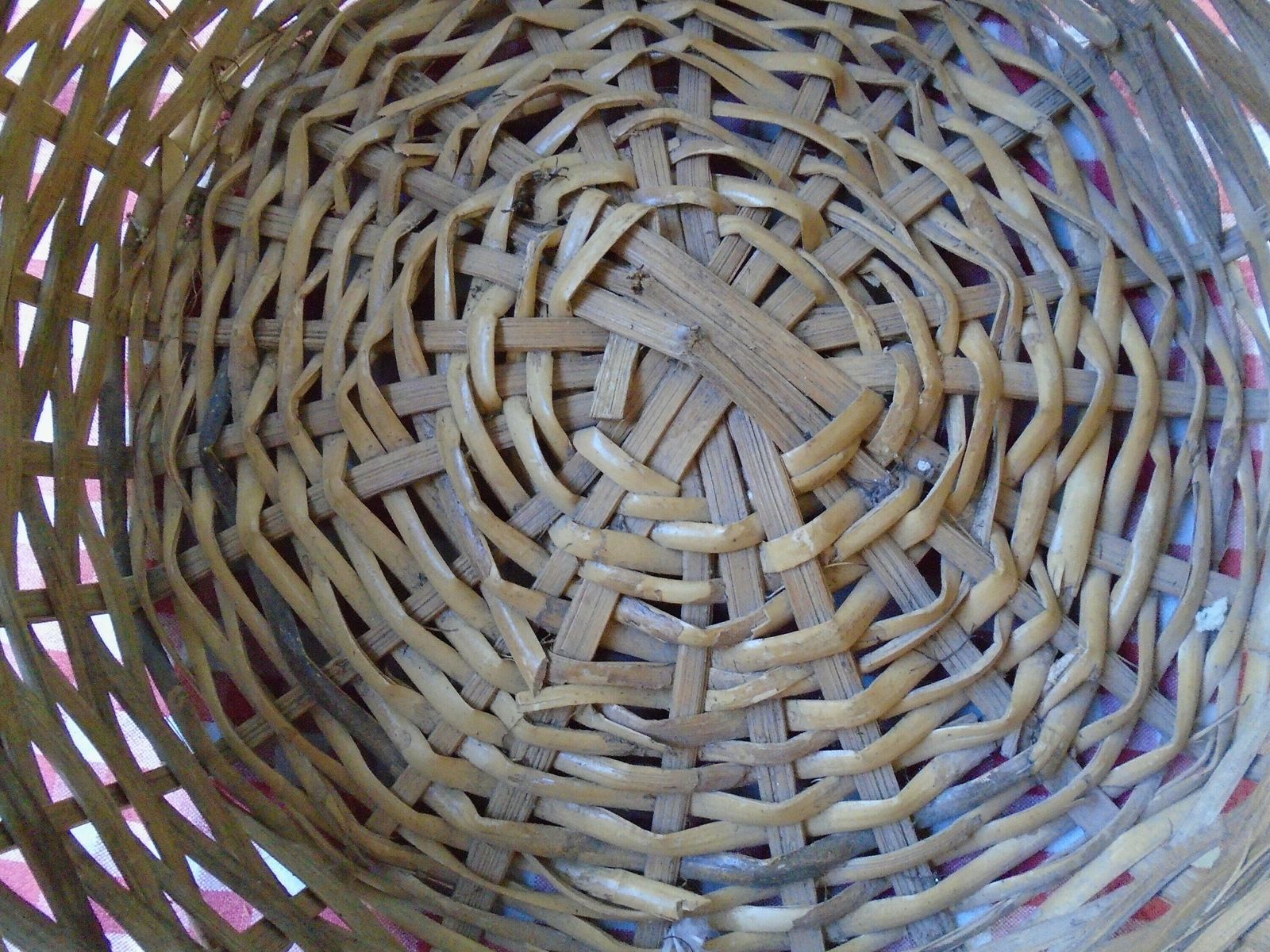 Lovely Vintage French Woven Wicker Basket With 3 Handles photo vinterior