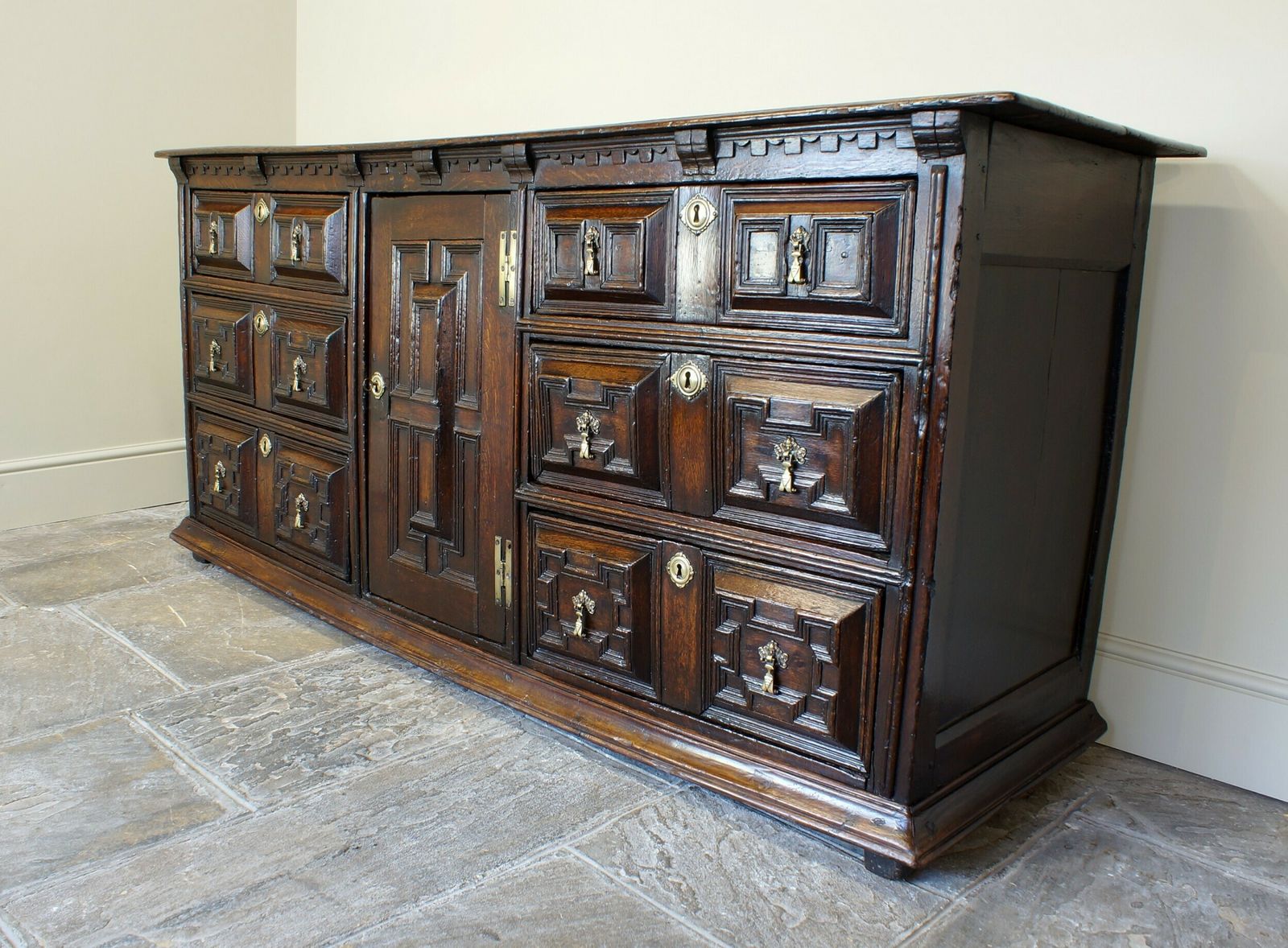 17th Century Oak Cushion Moulded Dresser Base