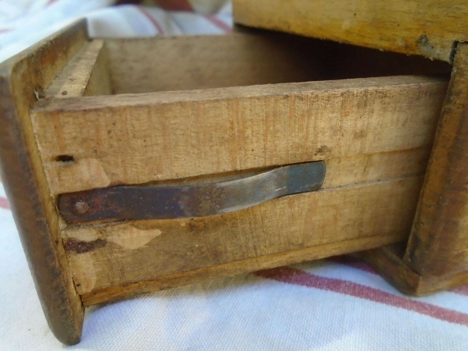 Antique French Peugot Freres Mechanical Coffee Grinder, Red Metal Lid And Hand Made Wood Case With Drawer photo vintage