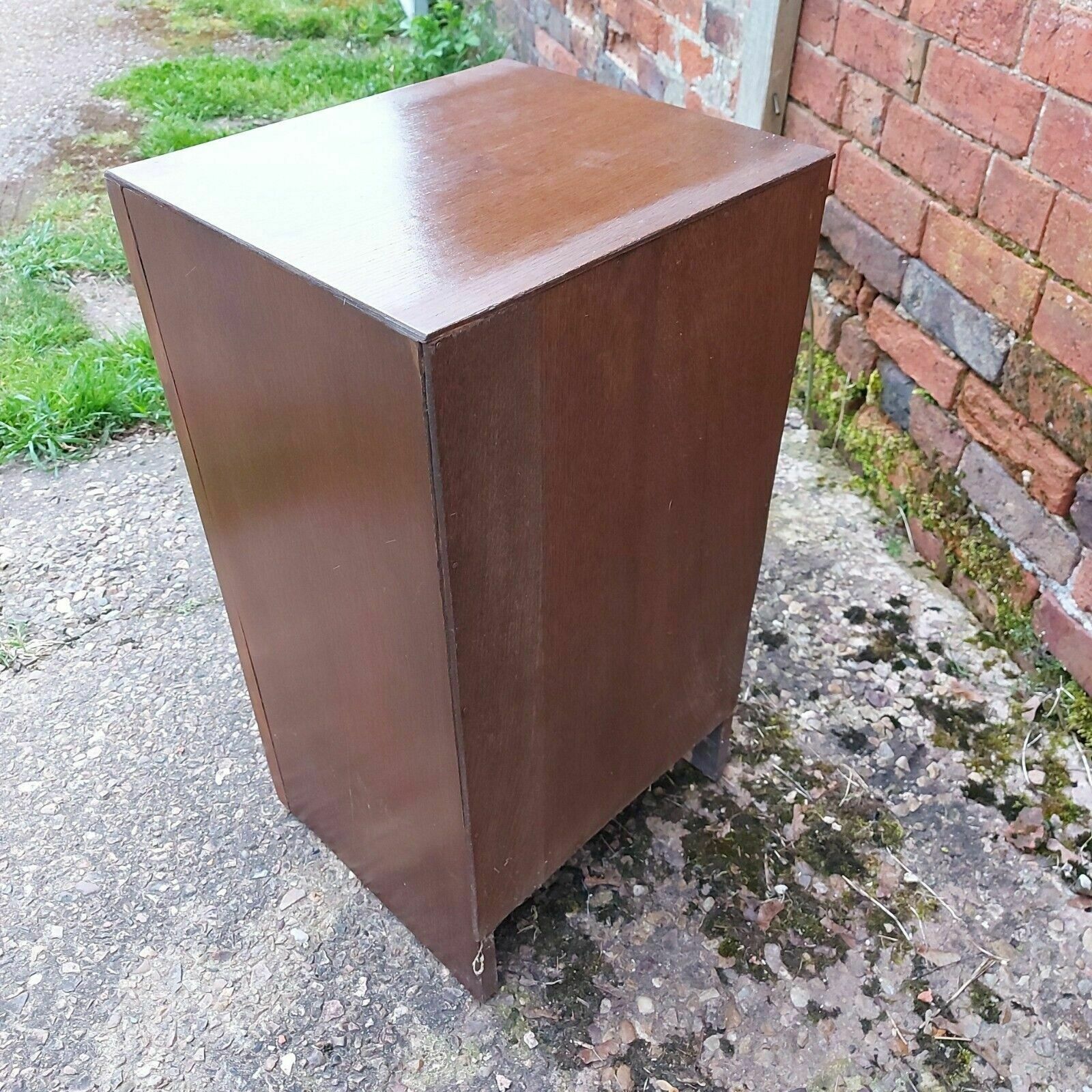 Vintage, Mid Century Plywood And Veneer Bedside Cabinet With Drawer & Cupboard photo vinterior