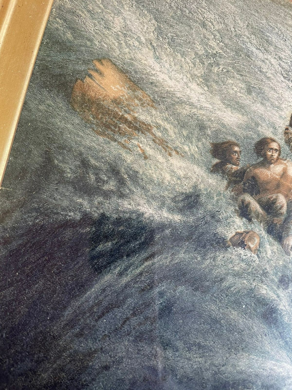 The Wreck Of The Reliance George Baxter Shipwreck Color Block Print Engraving Rare In Maple Antique Frame photo Art