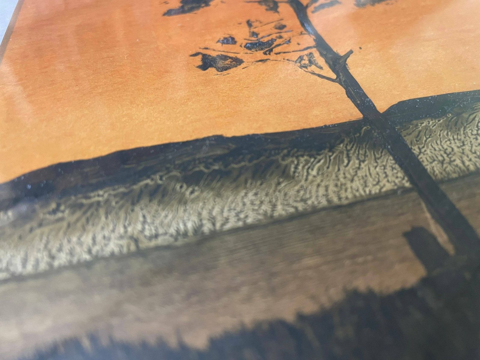 John Ridgewell 1937 2004 Oil Painting On Paper Original Orange Sunset Beautiful Artwork photo furniture