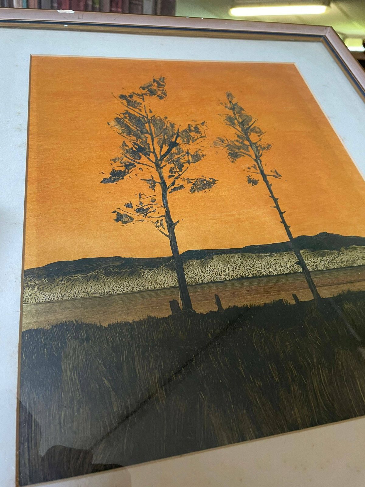 John Ridgewell 1937 2004 Oil Painting On Paper Original Orange Sunset Beautiful Artwork photo buy