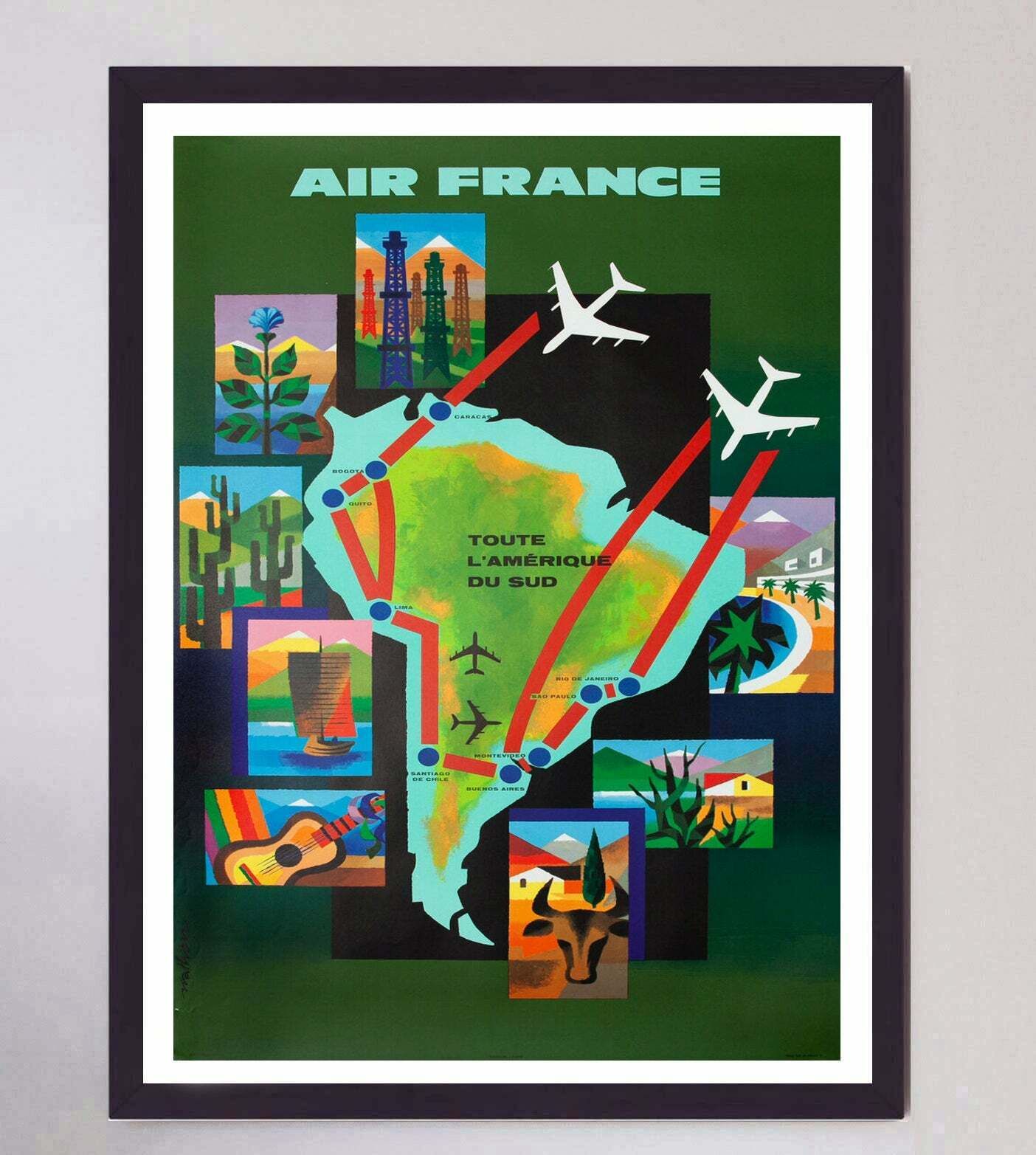 Original Vintage Poster Air France   South America photo furniture