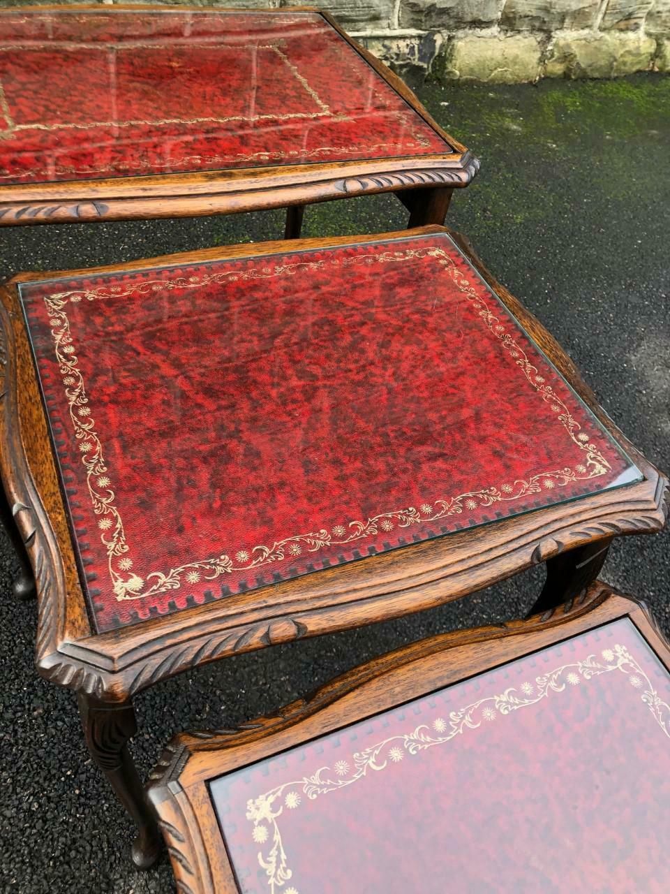 Antique Mahogany Nest Of 3 Tables photo vintage