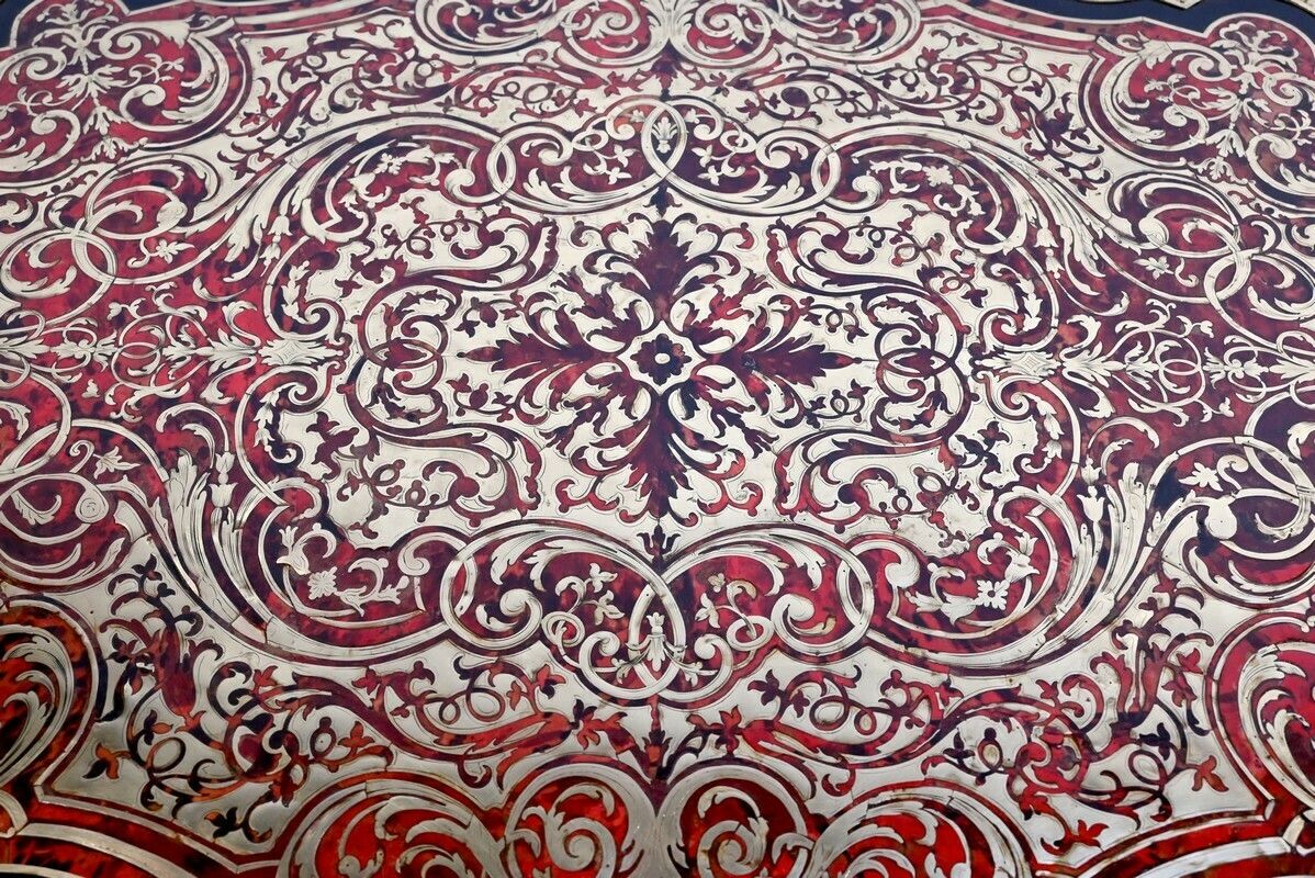 Table D'apparat Violonée In Blackened Poirier Boulle Style Napoleon III Period  Mid 19th Century photo vinterior