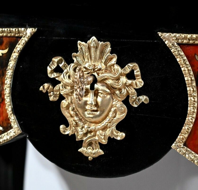 photo vintage Table D'apparat Violonée In Blackened Poirier Boulle Style Napoleon III Period  Mid 19th Century