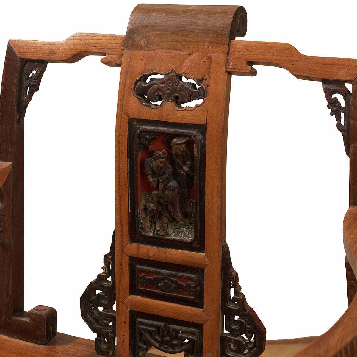 Ornate Carved Elm Armchair photo for sale