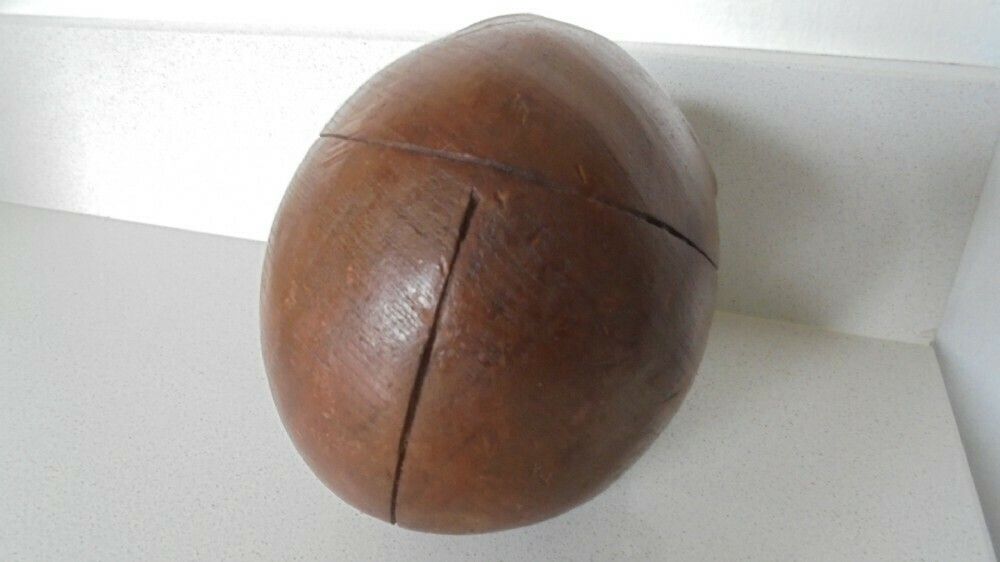 680.0 Early Carved Wooden Skull, 1800s photo