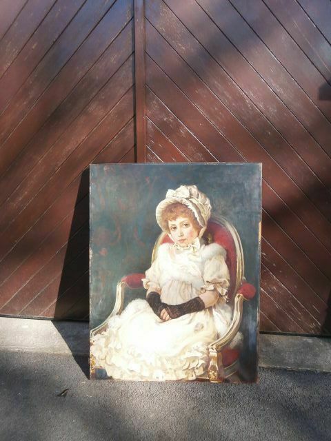 Antique Oil On Canvas Of Young Girl Weedon Grossmith 1882