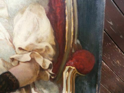 Antique Oil On Canvas Of Young Girl Weedon Grossmith 1882 photo furniture