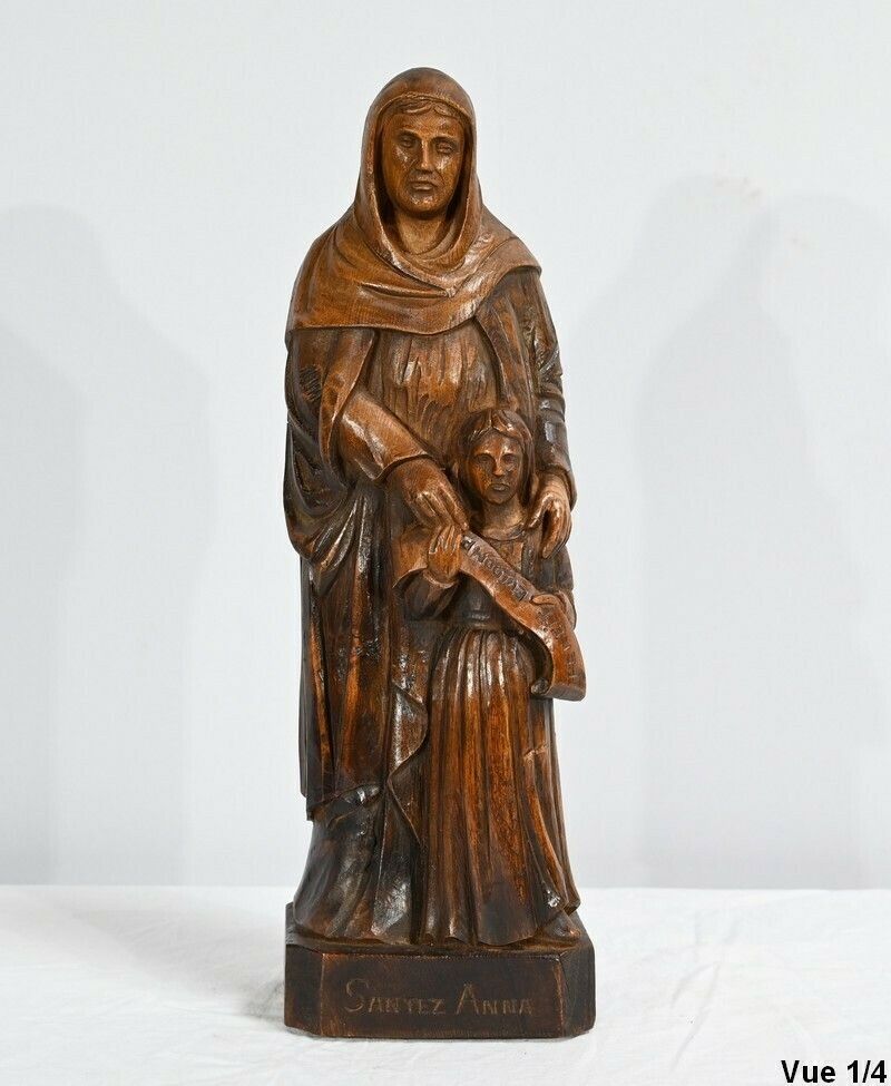 Statue Of Saint Anne In Ash Signed E.Le Neuthier  Mid 19th Century photo Art