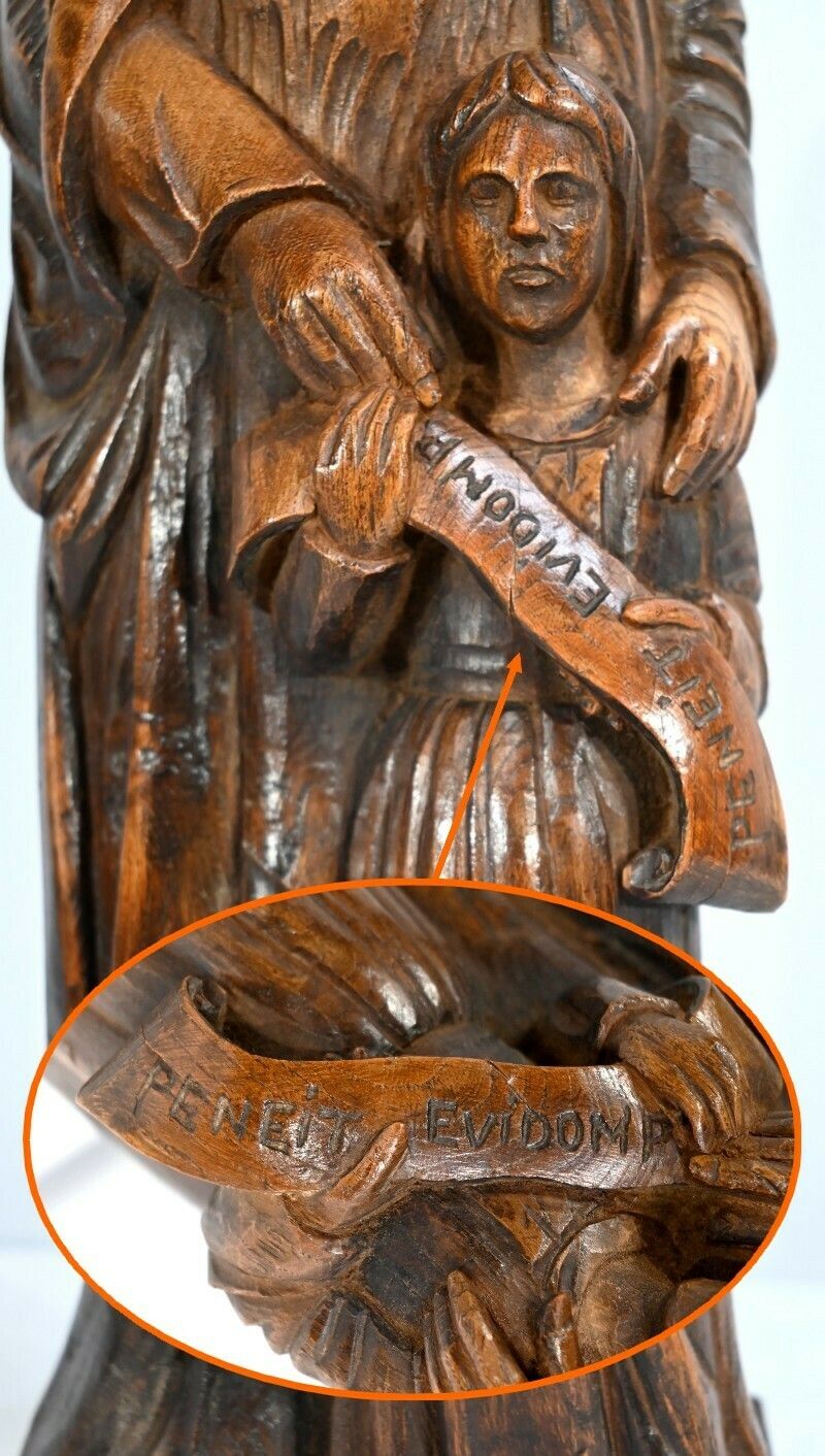 photo furniture Statue Of Saint Anne In Ash Signed E.Le Neuthier  Mid 19th Century