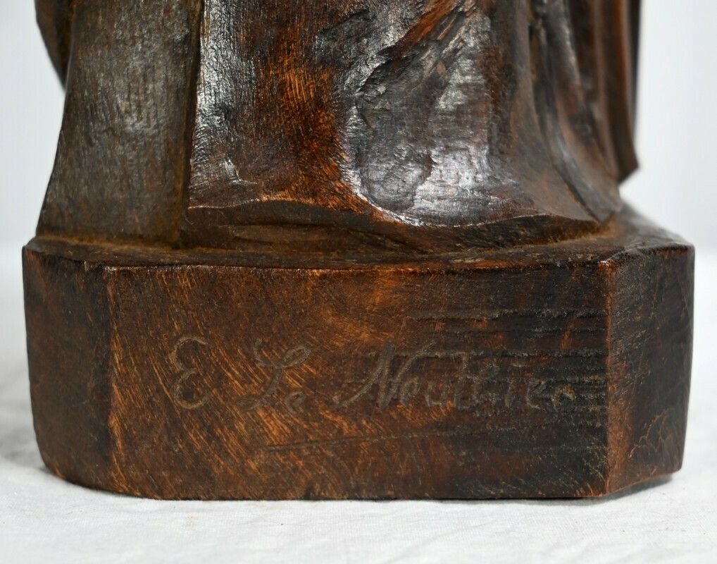 photo vinterior Statue Of Saint Anne In Ash Signed E.Le Neuthier  Mid 19th Century