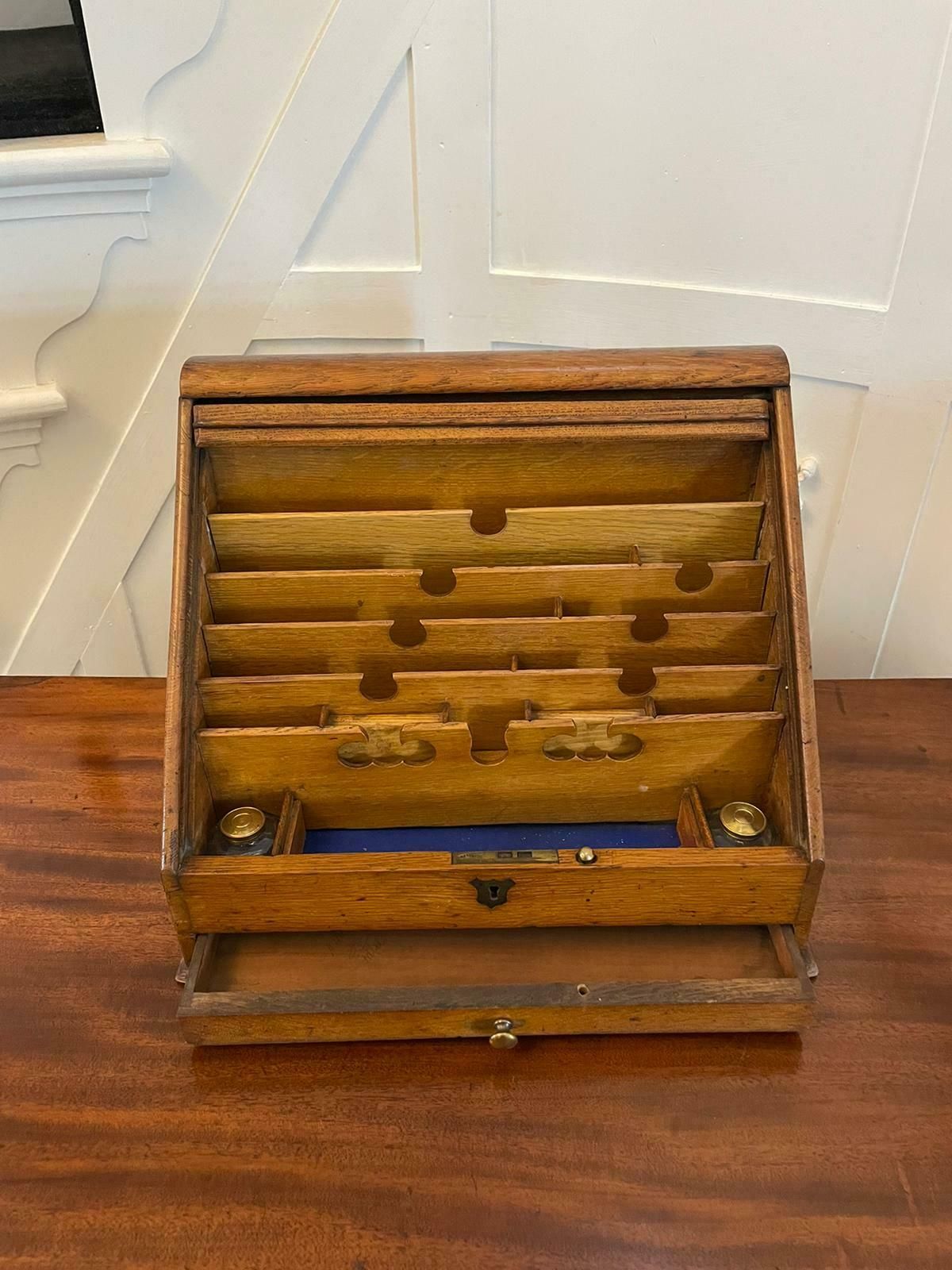 Unusual Antique Oak Stationery Cabinet photo vintage
