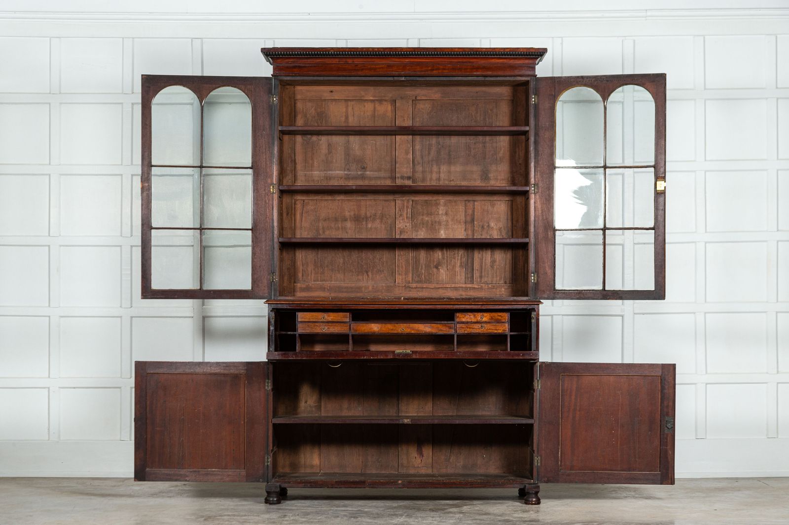 Large English Regency Mahogany Glazed Secretaire Bookcase photo furniture
