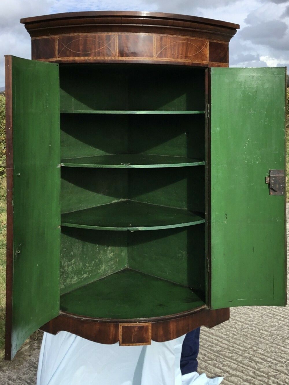 Fabulous George III Inlaid Bow Front Corner Cupboard photo Furniture