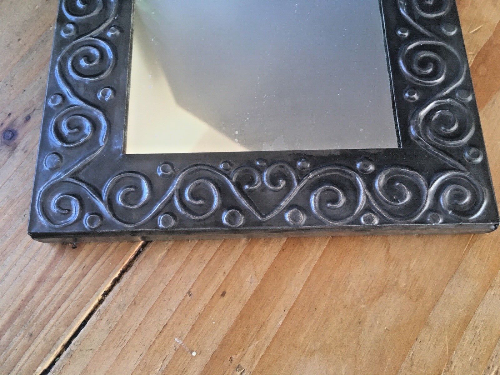 Home Decor Vintage 60s Pewter Folk Art Hearts & Scrolls Mirror Nouveau Style Paul Morafon ? photo