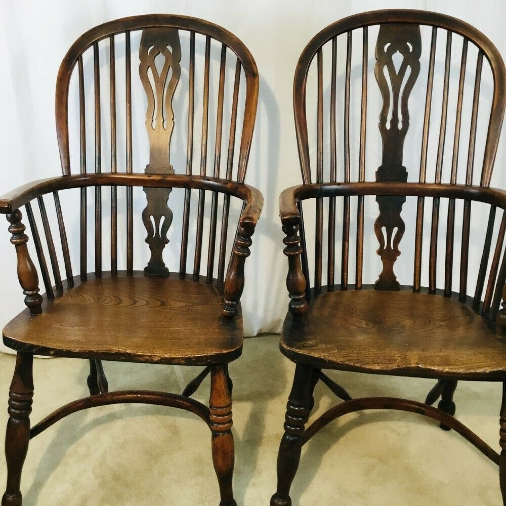 Pair Of Yew & Elm Windsor Chairs photo for sale
