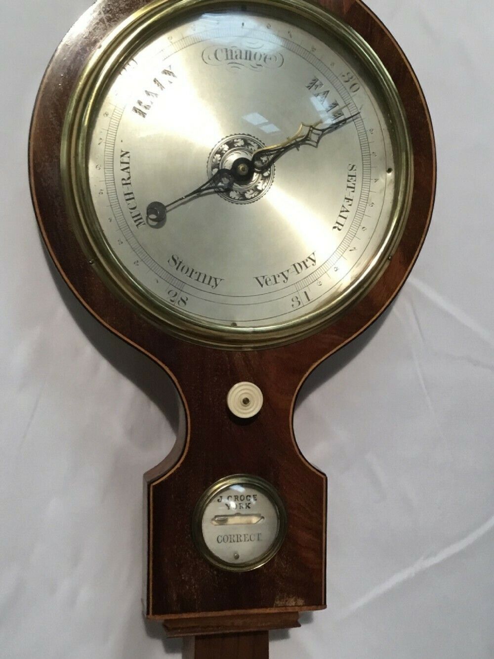 Inlaid Mahogany Barometer By J Groce, York photo vintage