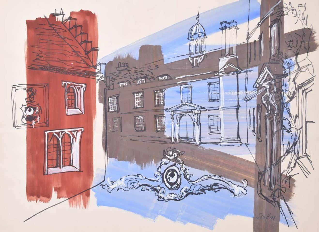 Margaret Souttar Trinity Hall, Cambridge Painting By Margaret Souttar 1960s