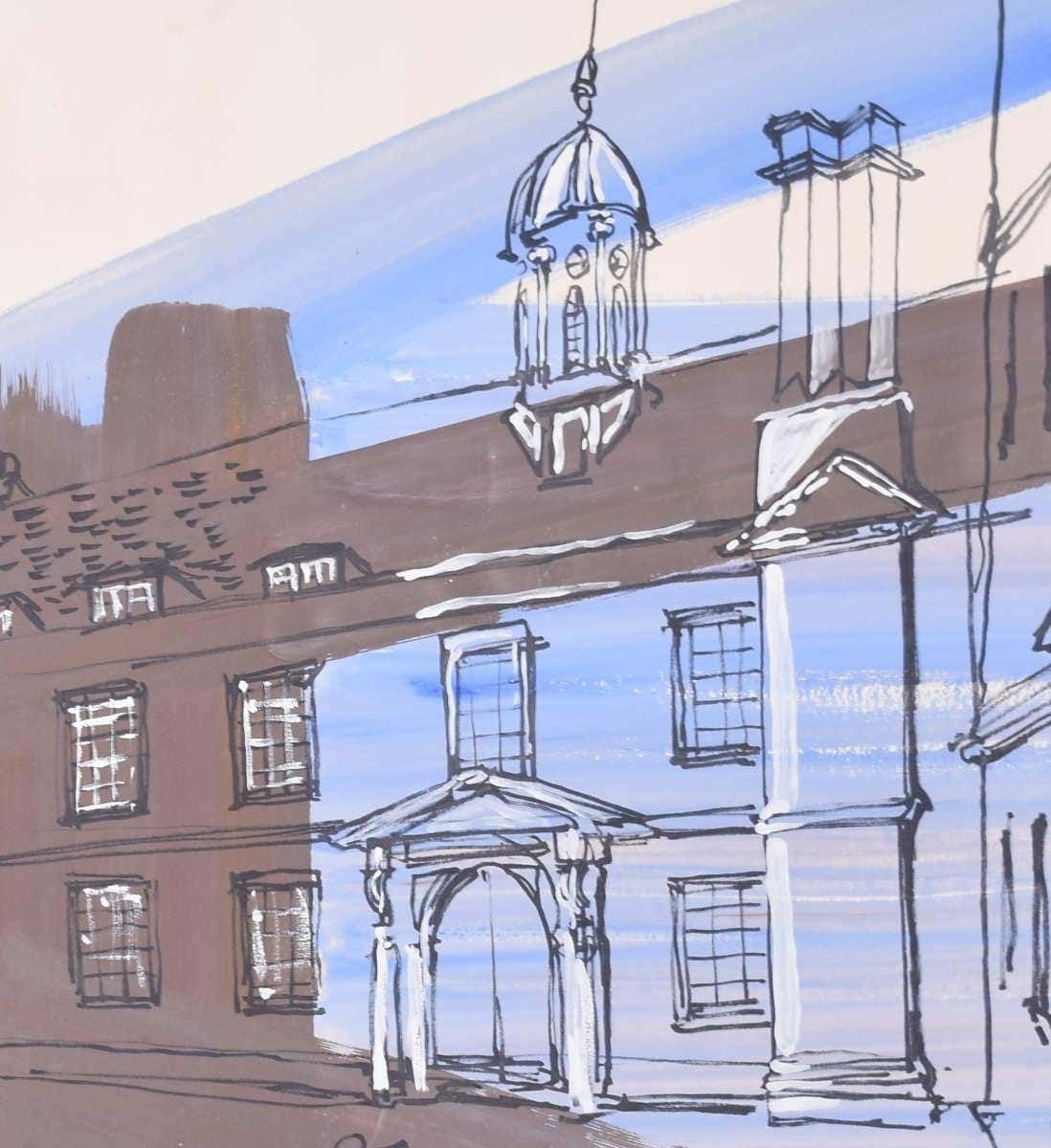 Margaret Souttar Trinity Hall, Cambridge Painting By Margaret Souttar 1960s photo for sale
