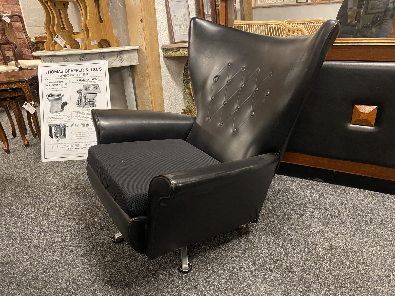 Black G Plan Swivel Chair, 1960s photo for sale