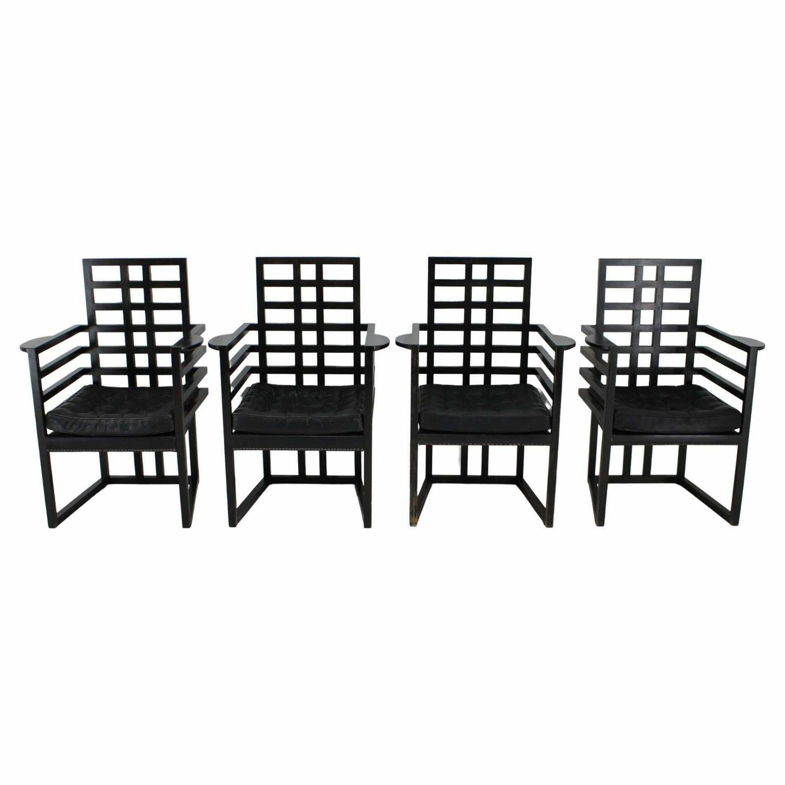 Set Of Four Josef Hoffmann Armloffel Chairs Made By Wittmann, Austria