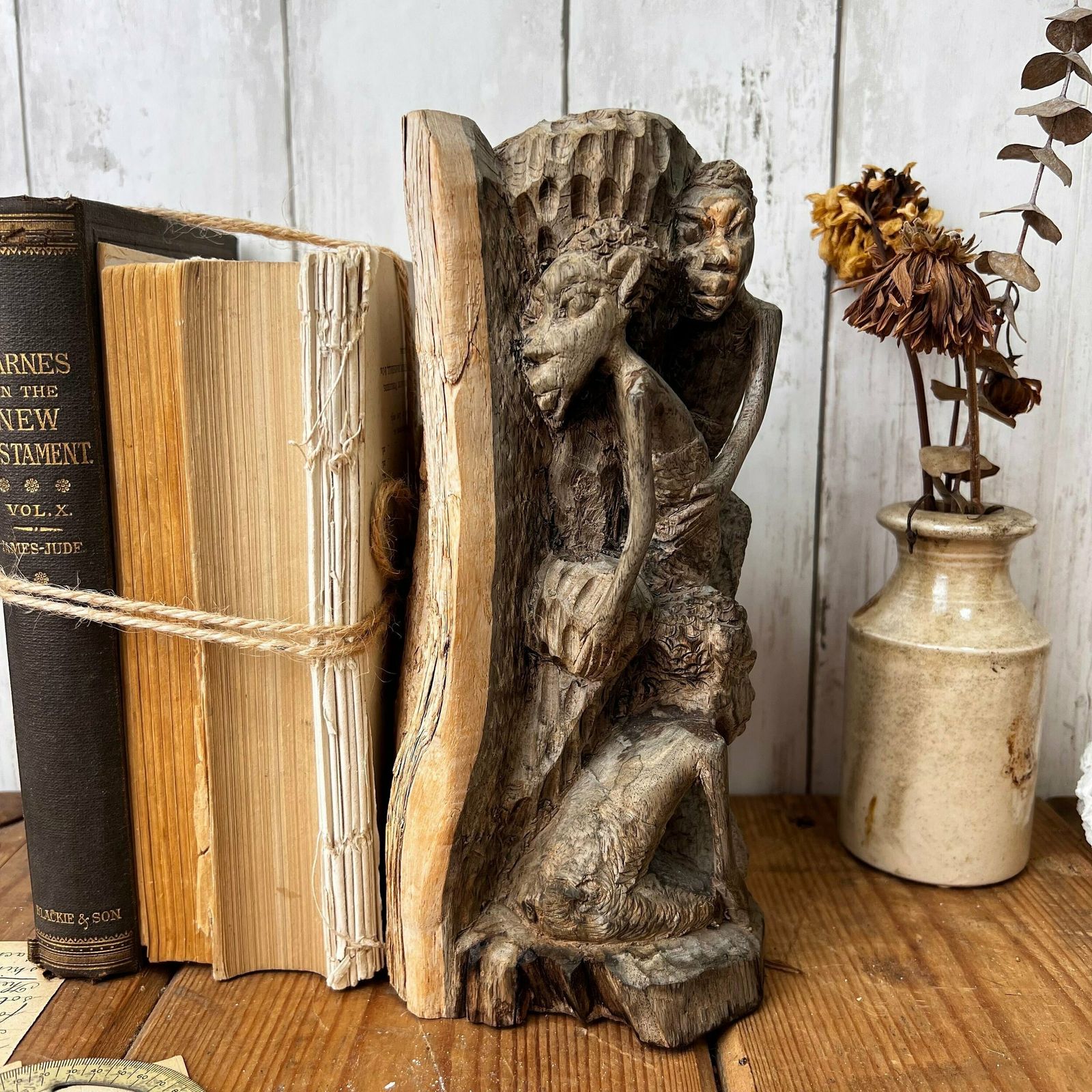 Vintage Wooden Hand Carved African Folk Art Makonde Tree Of Life Family Statue photo vinterior