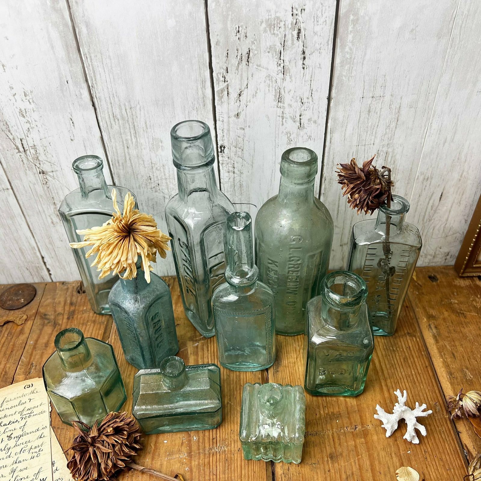 photo furniture Collection Of Ten Antique Glass Poison Apothecary Chemist Bottles Vases