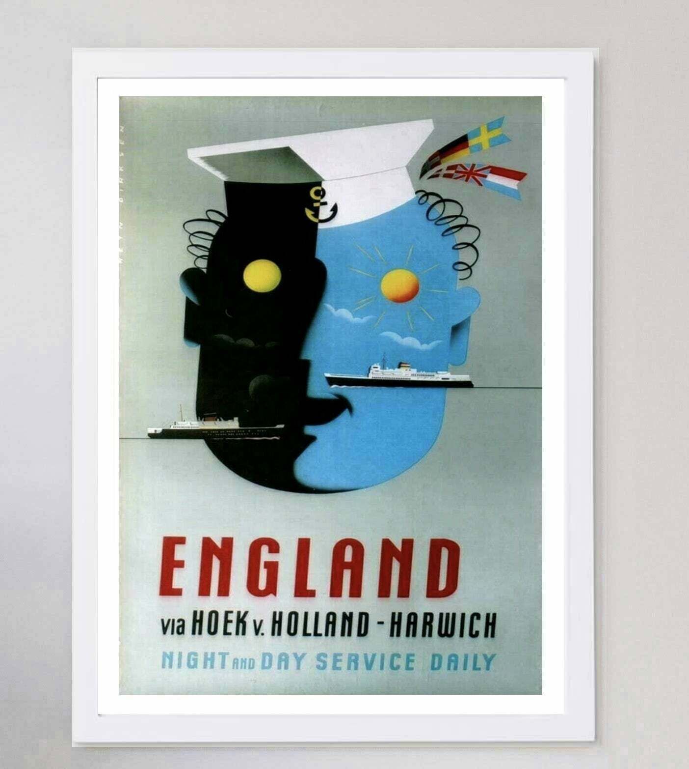 England   Night And Day Service Daily  Original Vintage Poster photo for sale