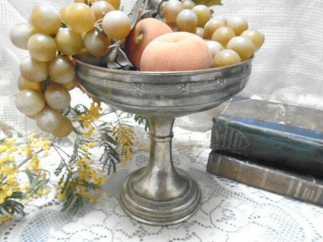 Antique French Art Nouveau Silver Plated Compote Dish, Pedestal Fruit Bowl, Silver Brass Copper Tableware, Cake Stand photo furniture