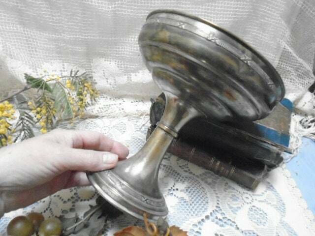 Antique French Art Nouveau Silver Plated Compote Dish, Pedestal Fruit Bowl, Silver Brass Copper Tableware, Cake Stand photo 164.0