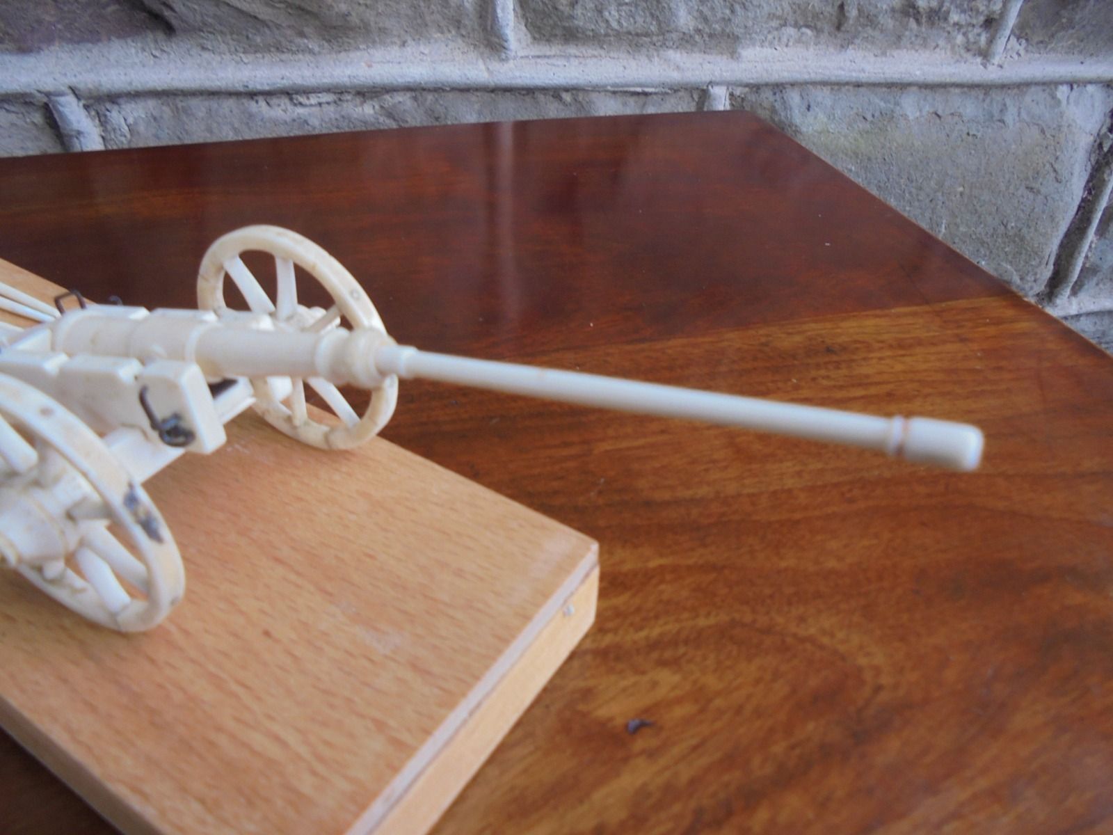 Antique Carved Bone Model Of A Cannon & Gun Carriage C.1900 photo Home Decor