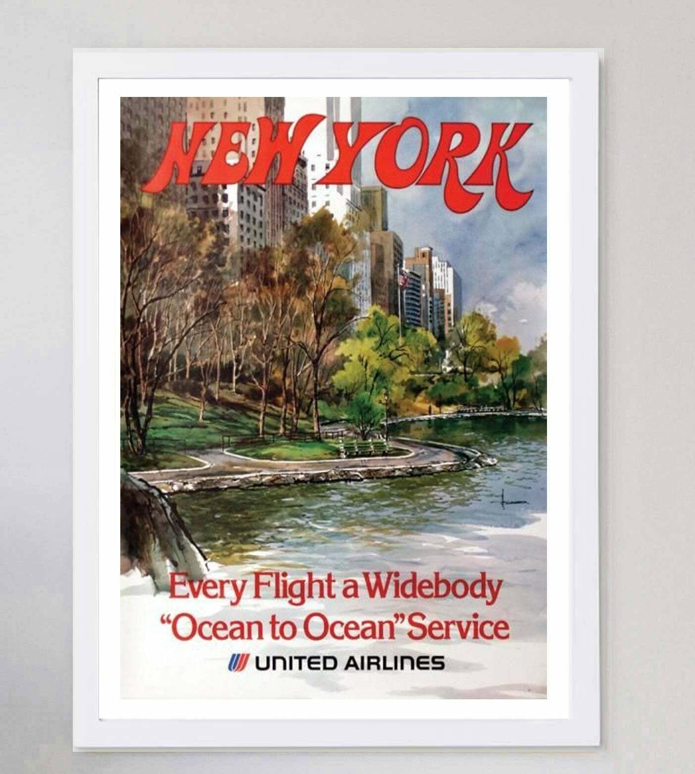 United Airlines   New York Vendor 1970 Original Vintage Poster photo for sale