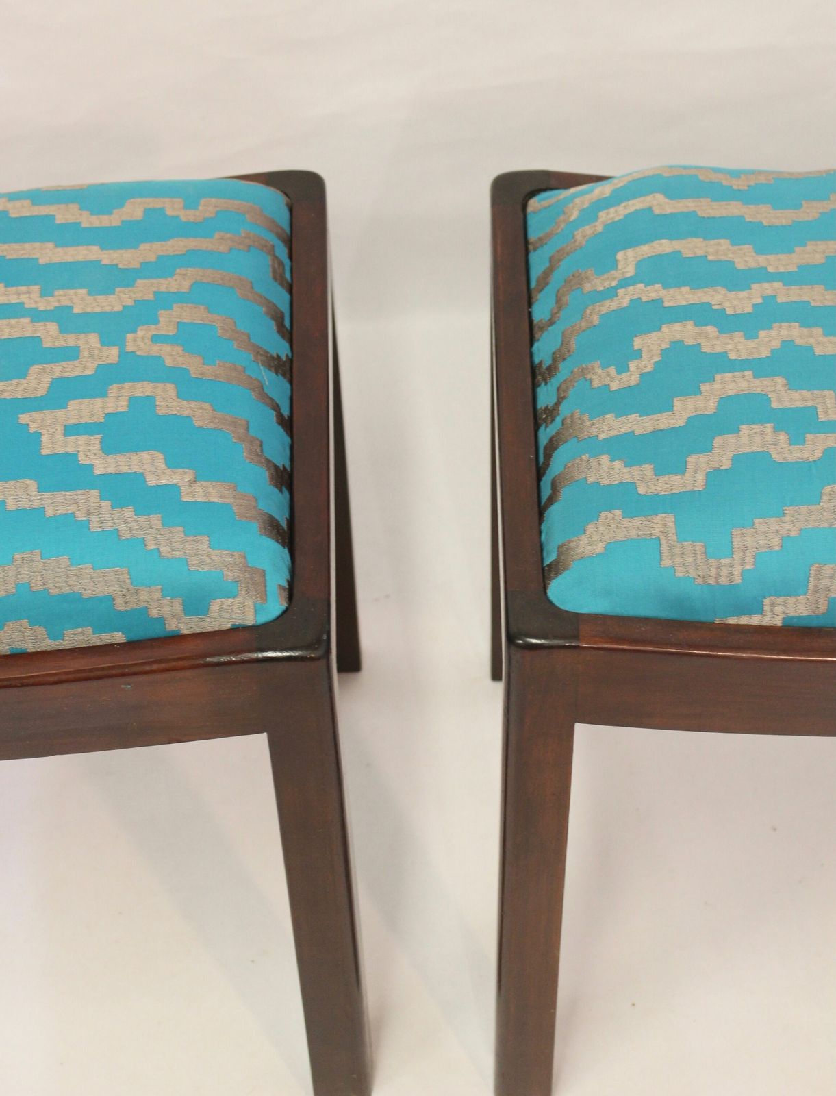 Pair Of Designer Stools From The 50s/60s In Jacquard Fabric. photo furniture