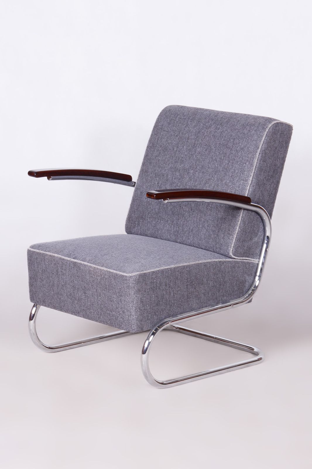 Restored Bauhaus Armchair, Mücke   Melder, New Upholstery, Czechia, 1930s