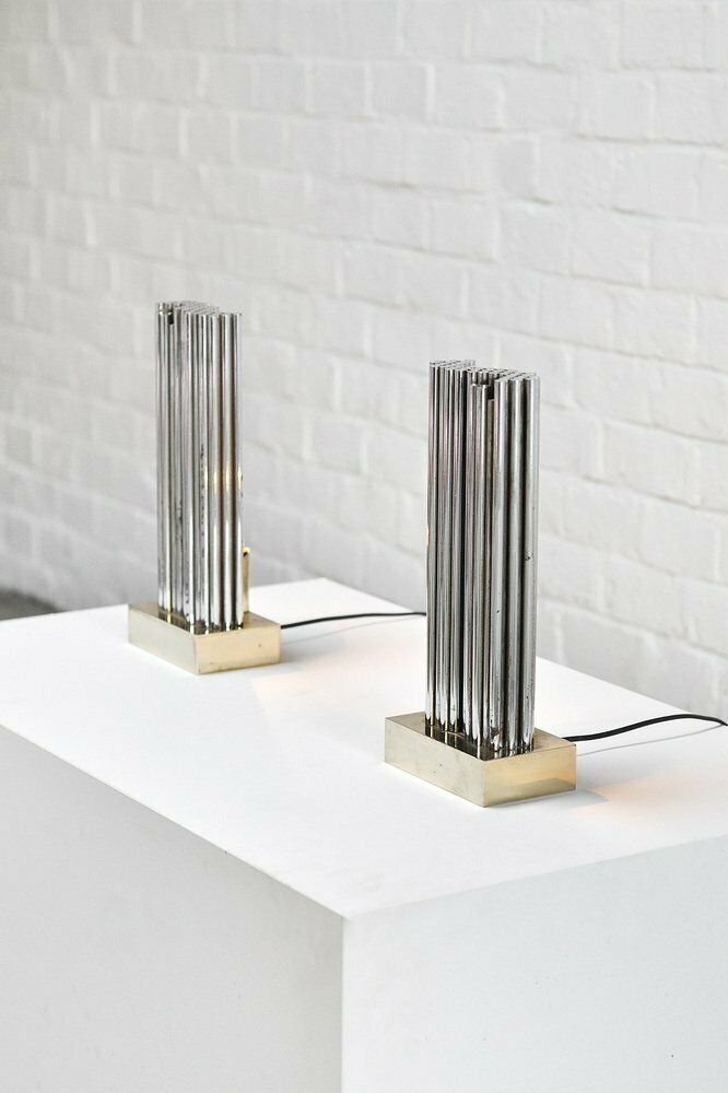 Belgian Brass And Metal Sculptural Lamps By Georges Mathias, 1970s, Set Of 2 photo furniture
