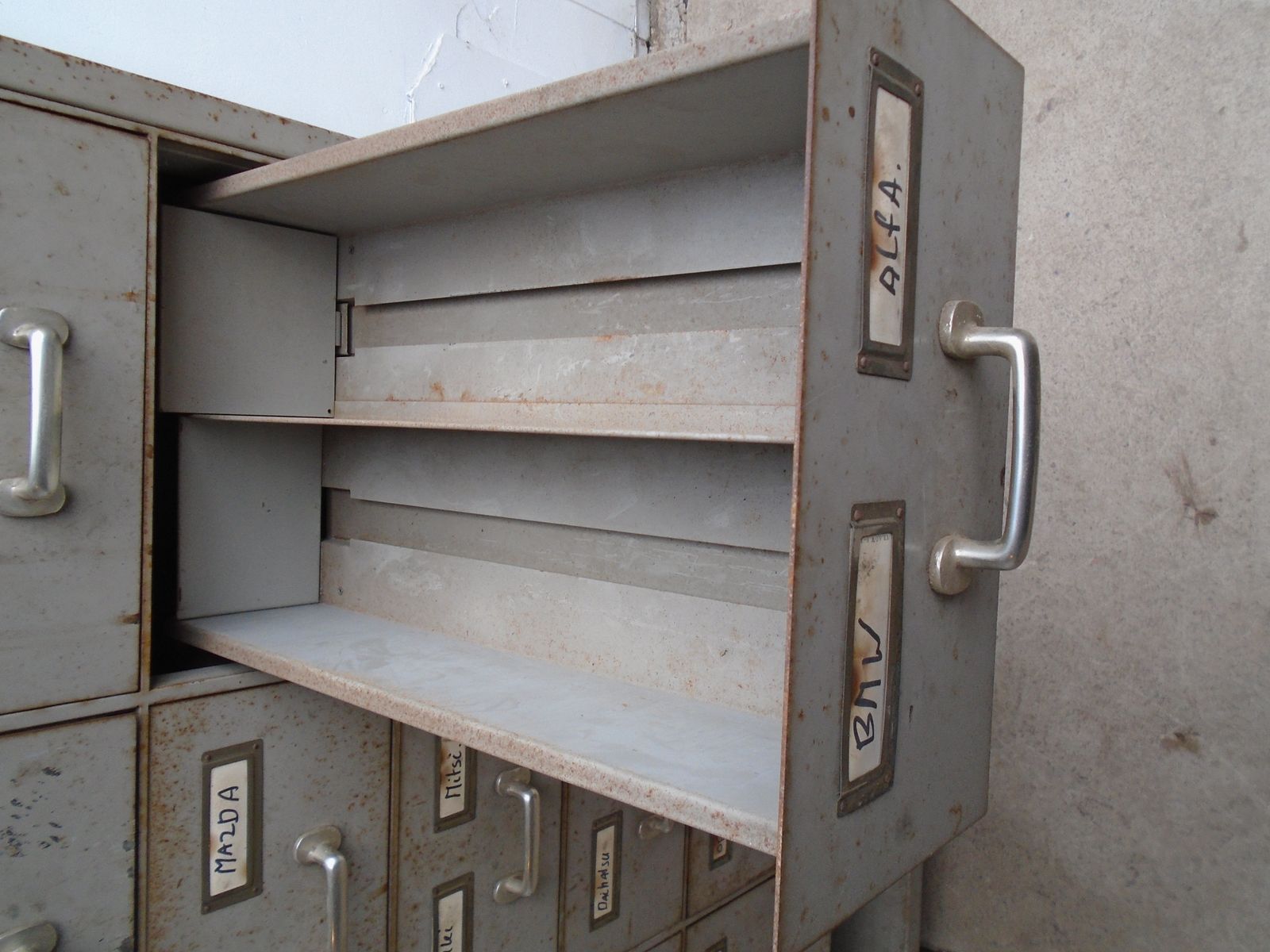 photo furniture A Large Heavy 1930s Art Deco Original Metal 15 Drawer Chest Of Drawers