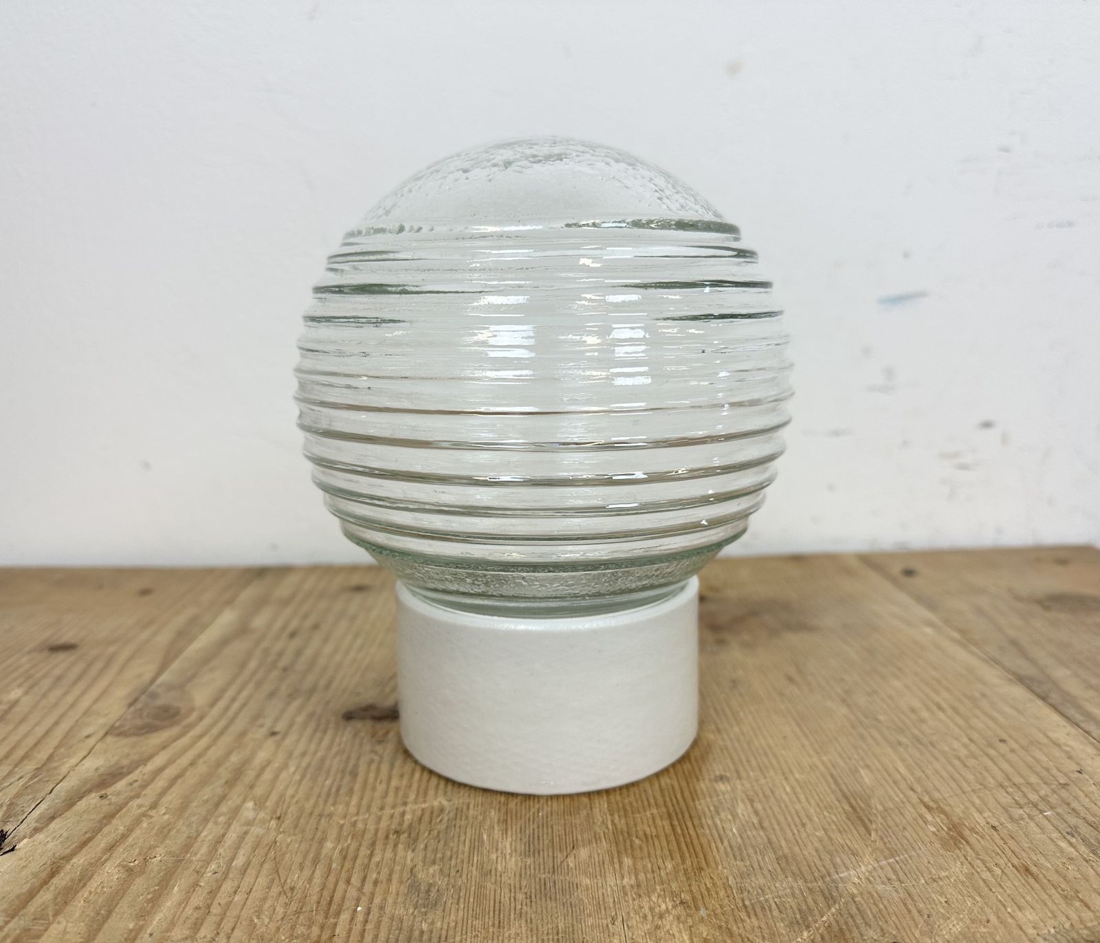Vintage White Porcelain Ceiling Light With Ribbed Glass, 1970s photo furniture