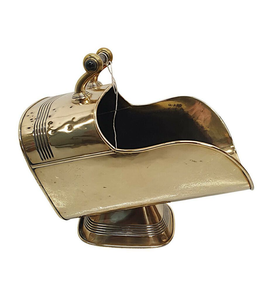 A Fabulous 19th Century Polished Brass Helmet Coal Scuttle photo furniture